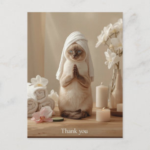 Cartão Postal Gato Siames no Spa Obrigado