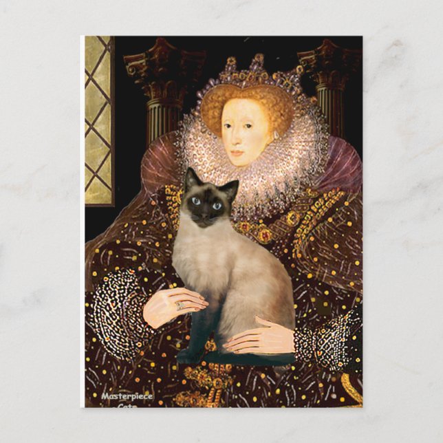Cartão Postal gato Siamês Queen- Seal Point (Frente)