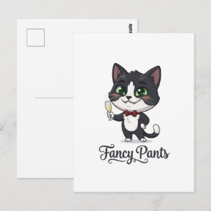 Cartão Postal Gato Smoking Fancy Pants Aplaudindo