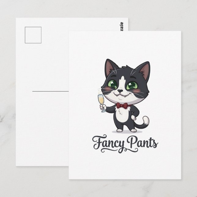 Cartão Postal Gato Smoking Fancy Pants Aplaudindo (Frente/Verso)