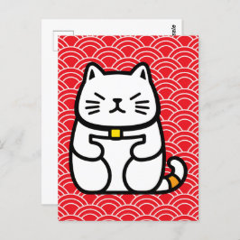 Cartão Postal Gato Sortudo Japonês ou Maneki-Neko