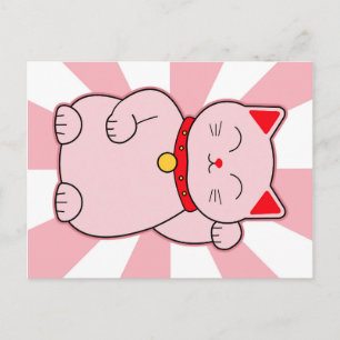 Cartão Postal Gato Sortudo Rosa