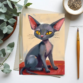 Cartão Postal Gato Sphynx | Aquarela de Animal de Estimação sem 