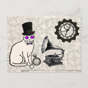 Cartão Postal Gato Steampunk