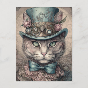 Cartão Postal Gato Steampunk Elegante
