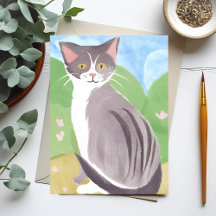 Gato Tabby Cinza | Pintura em Aquarela