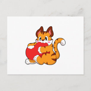 Cartão Postal Gato tigre em Love with Heart.PNG