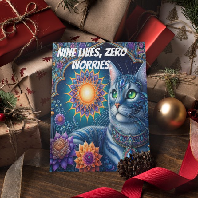 Cartão Postal Gato tomando posse de um céu estrelado à meia-noit (Criador carregado)