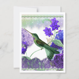 Cartão Postal Gato verde com flores, rendas, pérolas