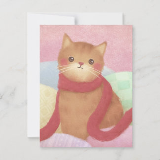 Cartão Postal Gato Vestindo Uma Ilustração Vermelha De Escarpa