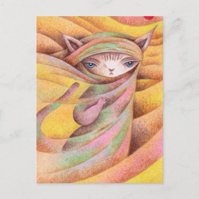 Cartão Postal Gato viajante (Frente)