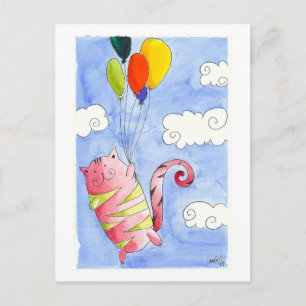 Cartão Postal Gato voador