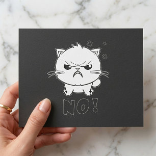 Cartão Postal Gato zangado fofo chiando Não.