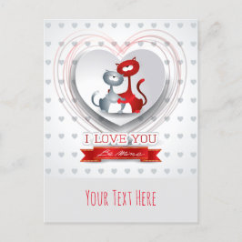 Cartão Postal Gatos apaixonados por coração