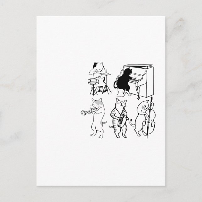 Cartão Postal Gatos Balançando Música Jazz Desenho Animado Diver (Frente)