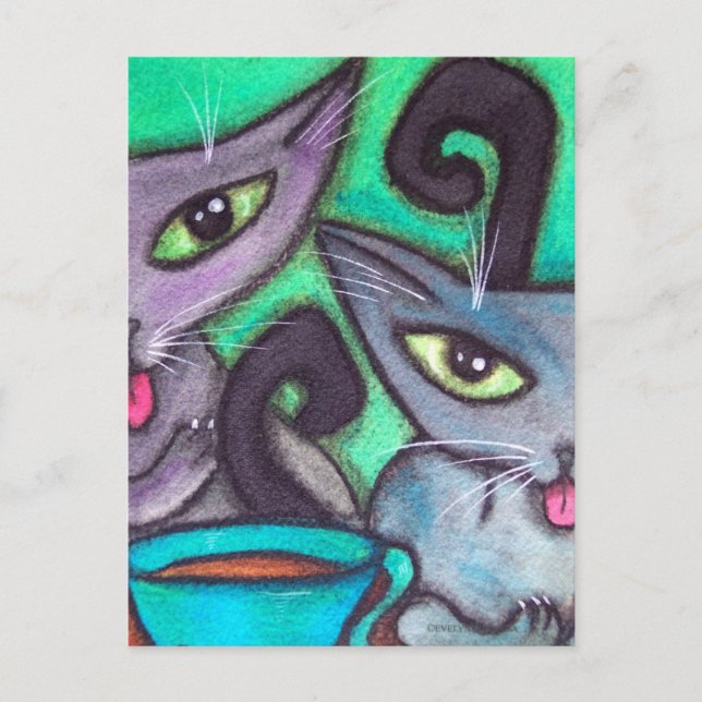 CARTÃO POSTAL GATOS CAFÉ (Frente)