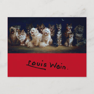 Cartão Postal Gatos Cantando canções de Natal, Louis Wain