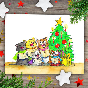 Cartão Postal Gatos Cantando Natal 