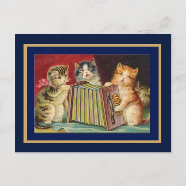 Cartão Postal Gatos Cantores Antigos (Frente)