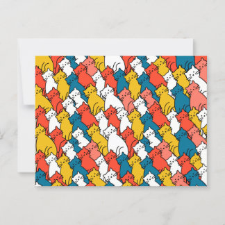 Cartão Postal Gatos curiosos coloridos