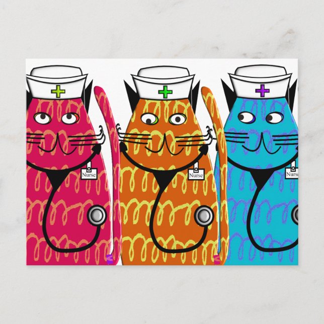 Cartão Postal Gatos da enfermeira (Frente)