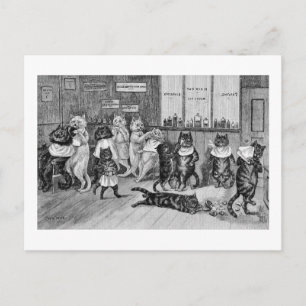 Cartão Postal Gatos de Barber, Louis Wain