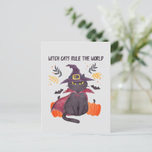 Cartão Postal Gatos de bruxas governam o mundo - Gato negro