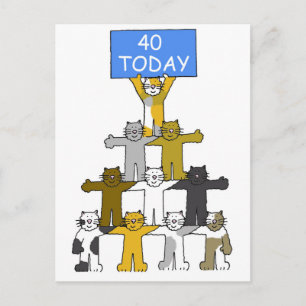 Cartão Postal Gatos de Cartoon aniversário de 40 anos