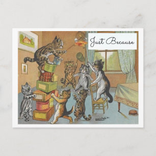 Cartão Postal Gatos de desenho animado engraçado Vintage Louis W