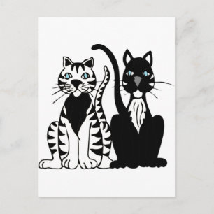 Cartão Postal Gatos de desenho animado gêmeos