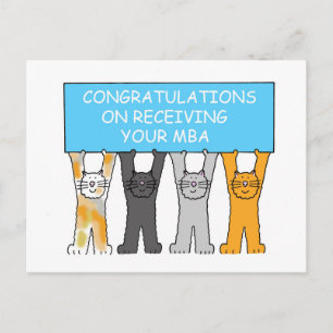 Cartão Postal Gatos de desenho de Parabéns mestrados