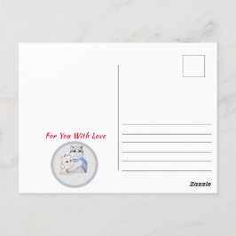 Cartão Postal Gatos de fofinho de aquarela em Dia de os namorado