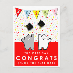 Cartão Postal Gatos de Formatura Engraçados 2026