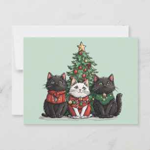 Cartão Postal Gatos de Natal bonitos