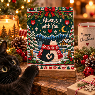 Cartão Postal Gatos de Natal Tecidos Sempre Com Você