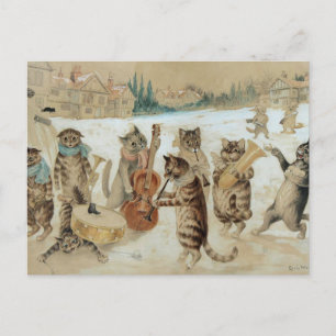 Cartão Postal Gatos de Natal vintage cantando canções de Natal