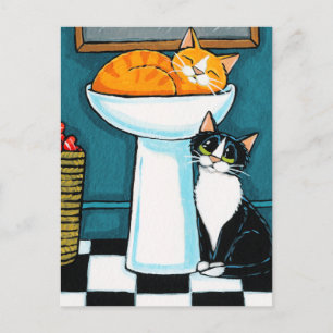 Cartão Postal Gatos de Tux e Tabby na Ilustração do Dissipador d