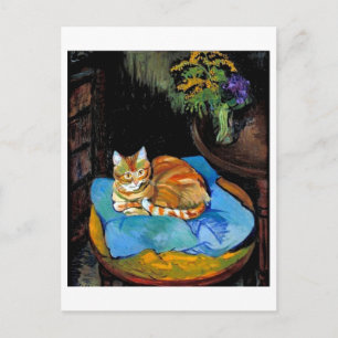 Cartão Postal Gatos e Flores em Vase, Suzanne Valadon