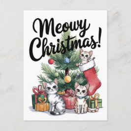 Cartão Postal Gatos Felizes De Natal