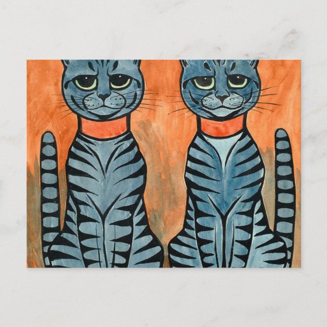 Cartão Postal Gatos Gémeos Por Louis Wain (Frente)