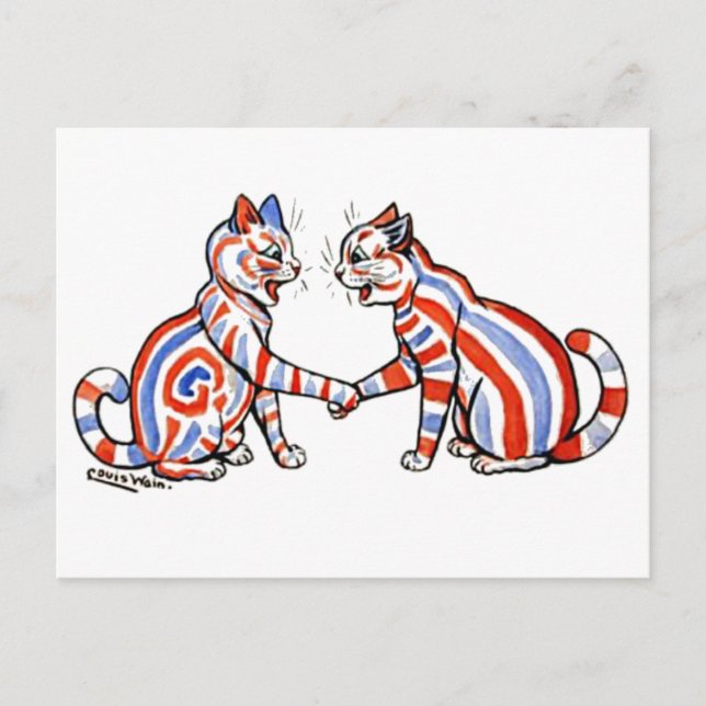 Cartão Postal Gatos Lachados, Louis Wain, (Frente)
