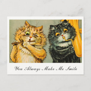 Cartão Postal Gatos Louis Wain Vintage Você Sempre Me Faz Sorrir