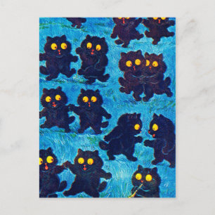 Cartão Postal Gatos Negros Dançando à Lua, Louis Wain