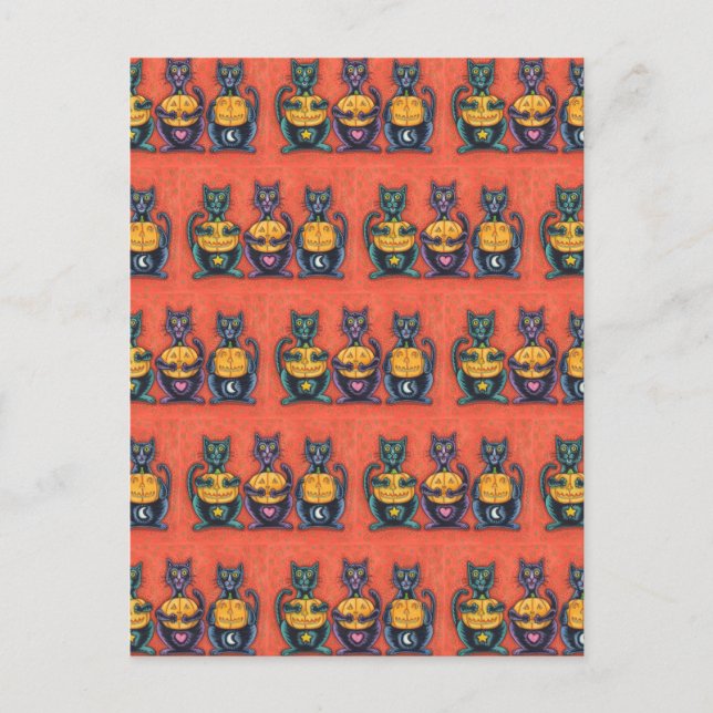 CARTÃO POSTAL GATOS NEGROS E PINTOS NÃO ENCONTRAM MAU, SENHORES  (Frente)