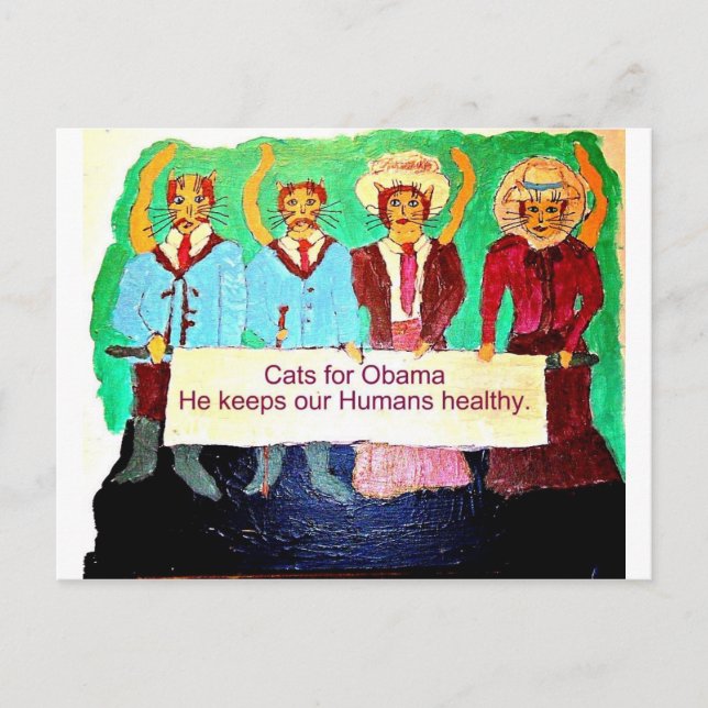 Cartão Postal Gatos para Obama (Frente)