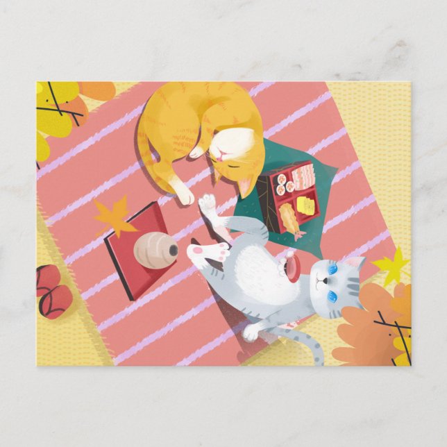 Cartão Postal Gatos Picnic (Frente)