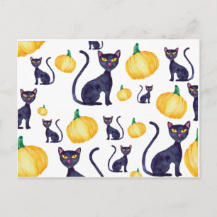 Cartão Postal Gatos Pretos Do Dia Das Bruxas E Design De Abóbor