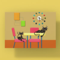 Gatos Retro Fofos Cozinha Gato Meados do Século