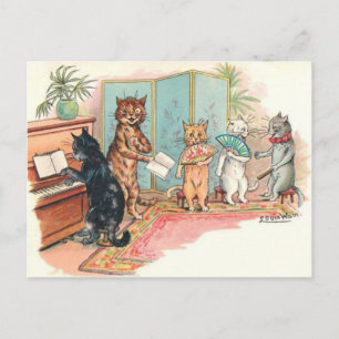 Cartão Postal Gatos Vitorianos de Louis Wain Música de Sala por 