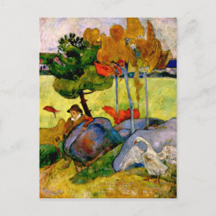 Cartão Postal Gauguin - Breton Boy em uma paisagem